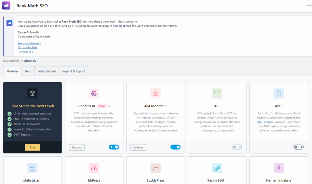 Rankmath WordPress SEO Optimizasyonu Eklentisi